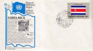 United Nations, First Day Cover, Flags, Costa Rica
