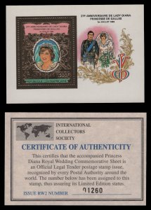 Central African Rep. Scott #C281b Gold MNH OG XF Princess Diana Wedding > 1983