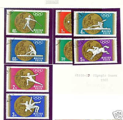 HUNGARY MAGYAR  Scott 1950-7 Olympic set 1968
