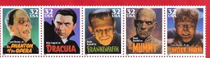 USA  SC # 3168-72  **MNH**  MOVIE MONSTERS   STRIP of 5  1997  32c