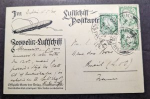 1924 Ireland Zeppelin Airmail Postcard Cover Dublin to Rueil France