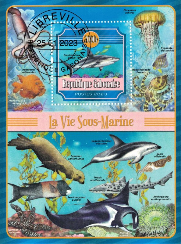 GABON 2023 - Marine fauna / complete set (3 images)