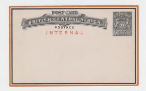 BRITISH CENTRAL AFRICA 1d INTERNAL(IN RED) POST CARD UNUSED H&G#1 (SEE BELOW)