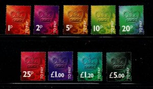 Great Britain Sc J104-J112 1994 Postage Due stamp set mint NH