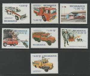 Thematic Stamps Transports - NICARAGUA 1985 FIRE SERVICE 2701/7 7v mint