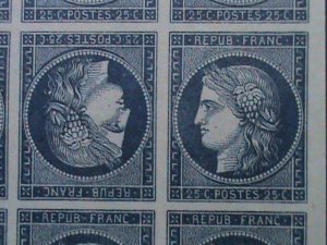 ​FRANCE-1850  SC# 6c BLUE CERES- RARE IMPERF BLOCK OF 9WITH TETE BECHE PAIR VF