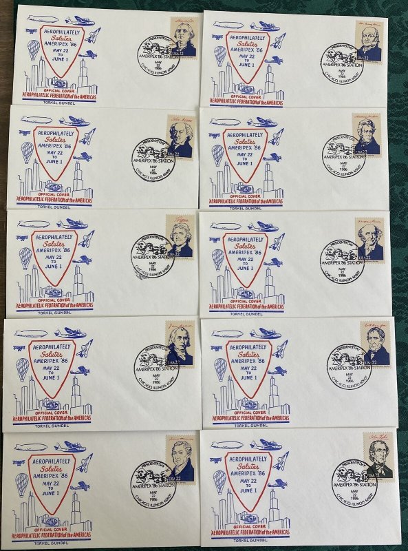 #2216-2219 Presidents of the United States set of 36 Torkel Gunnel / AeroPhilate