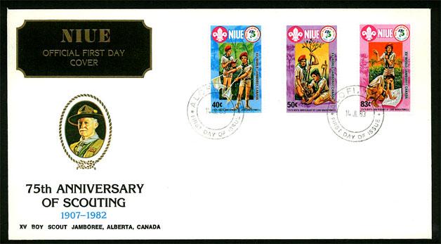 NIUE  Overprint XV World Scout Jamboree Canada (1982) FDC