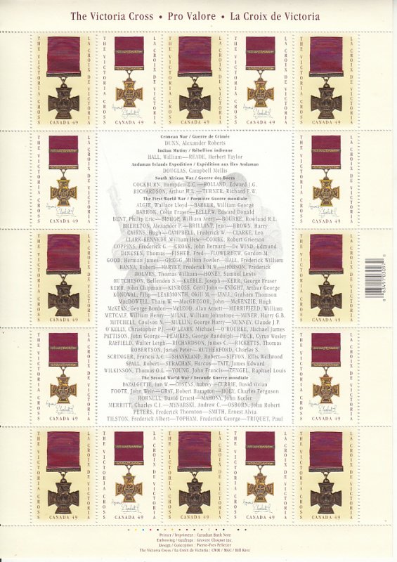 Canada 2004 MNH Sc #2065-2066 49c Victoria Cross Medal, 1993 Canadian VC illu...