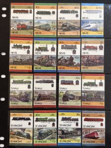 Locomotive Train Collection of 32 MNH Stamps (Leaders of the World) in Sets