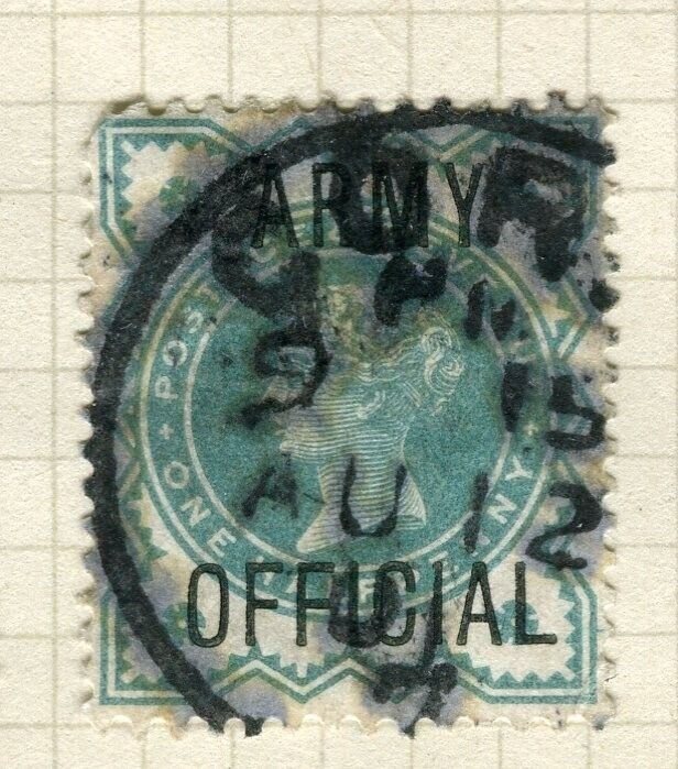 BRITAIN; 1890s classic Official ARMY Revenue Optd. fine used 1/2d. value