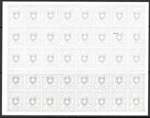 SWITZERLAND 1851 5rp RAYON I TYPE TABLE Sheet of 40 For Position Identification