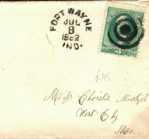 USA Cover Indiana Fort Wayne *West Ely* CDS 1882 {samwells-covers} GV220