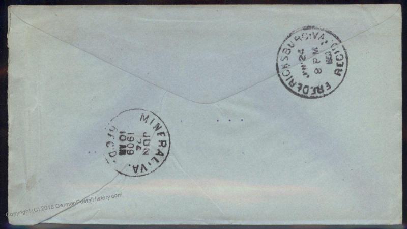 Virginia 1909 Plentiful VA Cancel DPO Helbock R6 Open 1906-1910 Cover 92323