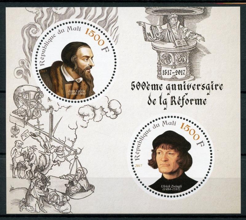 Mali 2017 MNH Reformation 500th Anniv John Calvin Zwingli 2v M/S Religion Stamps