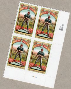 Scott #4341 Take Me Out To The Ballgame Plate Block of 4 Stamps - Sealed