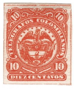 (I.B) Colombia Telegraphs : 10c Red (1886)