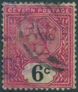 Ceylon 1899 SG259 6c rose and black QV #2 FU (amd)