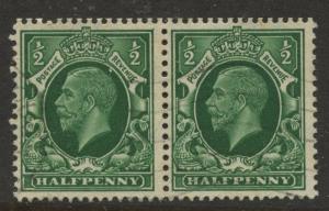 Great Britain - Scott 210 - KGV Definitive -1934 - VFU - Horiz.Pair. 1/2p Stamp