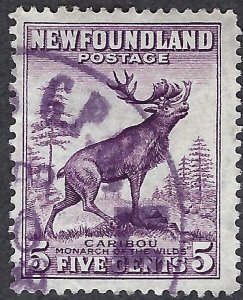 Newfoundland #191 5¢ Caribou, Die II (1932). Perf. 13.5. Fine centering.