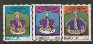 1978 Antigua-Barbuda - Sc 345-7 - MNH VF - 3 single - Coronation