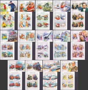 Gs 2019 Sao Tome & Principe Dinosaurs Space Trains Transport Chess ! 14+14 Mnh