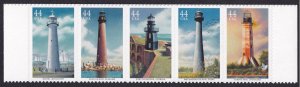 Scott #4413a (4410-13) Gulf Coast Lighthouses Block of 5 Stamps - MNH Biloxi 1st