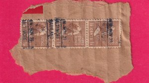 US 805 X 3 USED, MW (MONTGOMERY WARD) PRECANCEL W/ MW LABLE (VERY SMALL PART)