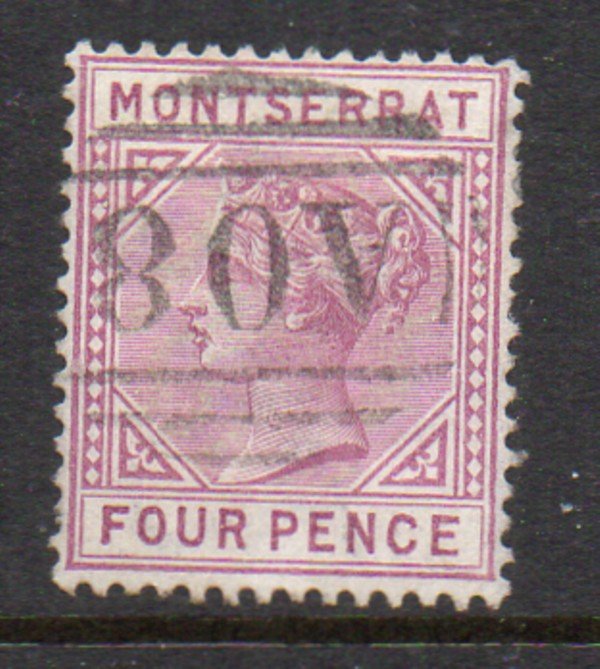 Montserrat Sc 10 1885 4d red lilac Victoria stamp used