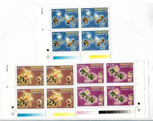 PARAGUAY 2003 FLORA FLOWERS AMERICA UPAEP ISSUE SET OF 3 IN CORNER BLOCKS MNH