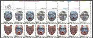 US Stamp #1834-7 MNH - Indian Masks Se-Tenant Plate / ZIP Block of 16