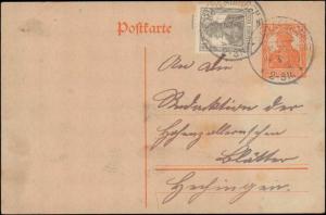 GERMANY 1919 GOVERNMENT POSTAL CARD + STAMP 167