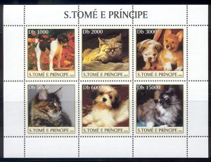 St Thomas & Prince Is. - 2003 MNH sheet of 6 dog stamps #1519 cv 9.50