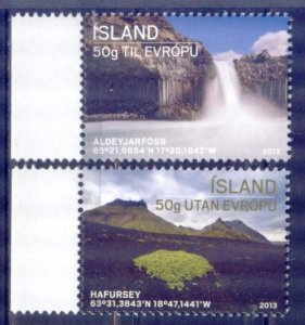 Iceland 2013 Tourism Landscapes Waterfall Mi. 1378/9 MNH