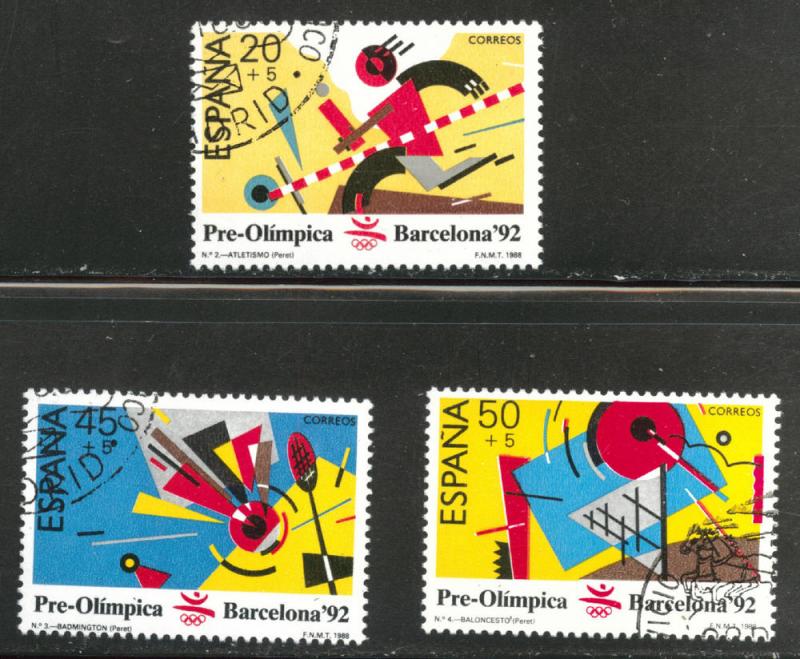 SPAIN Scott B139-141 CTO Semi-Postal 1988 pre olympic set