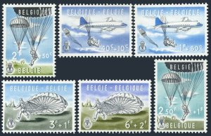 Belgium B663-B668, MNH. Michel 1190-1195. Parachutists and Planes, 1960.