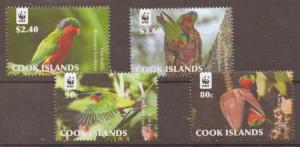 COOK ISLANDS 2010 WWF BIRDS MNH