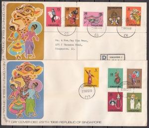 Singapore, Scott cat. 86-95. Dance & Masks shown on 2 First day covers. ^
