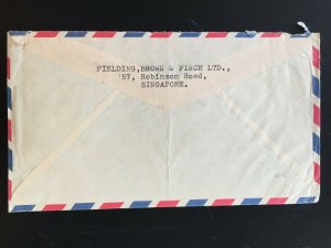 Malaya 1953 Singapore KGVI 35c x 2V Air Mail Cover to Northampton England SG#25a 