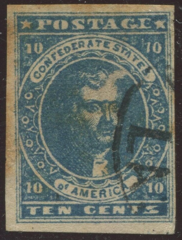 Confederate States 2b Used Stamp with 'GE' of 'POSTAGE' Joined 2-H-v2 BX5212