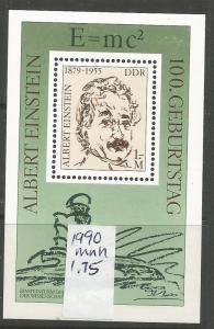 GERMANY DDR 1990 MNH, SS, ALBERT EINSTEIN