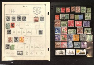Malta Stamp Collection on 37 Scott International Pages, 1860-1978 (AE)