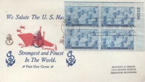 935 3c U. S. NAVY - 1st Continental Stamp Co - Anchors - Plate block of 4