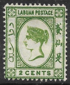 LABUAN SG5x 1880 2c YELLOW-GREEN WITH REVERSED WMK MTD MINT