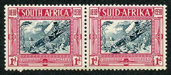 South Africa SG76 1d 1938 Voortrekker M/Mint (vertical gum bend)