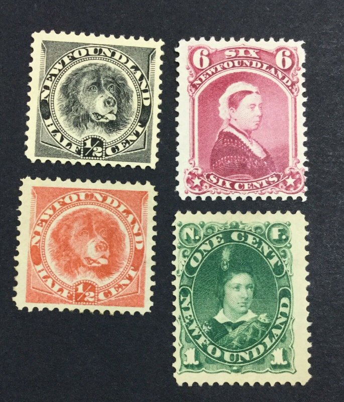 MOMEN: NEWFOUNDLAND #59,60,62,63a UNUSED / 1 MINT OG H £142 LOT #7029