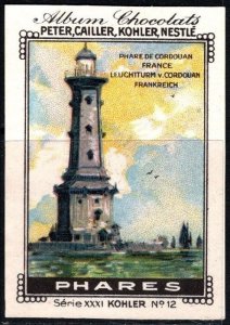 Vintage Swiss Poster Stamp Peter, Cailler, Kohler, Nestlé Cordouan Lighthouse