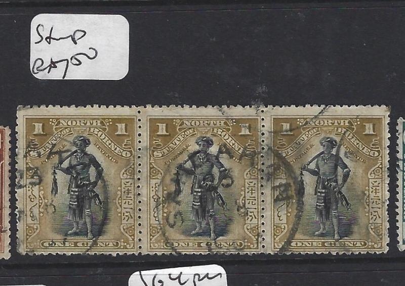 NORTH BORNEO (PP2512B)  1C MAN STRIP OF 3  CDS  VFU