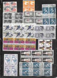 #447 My Page of Used US.. Blocks of 4 + Stamps Collection / Lot