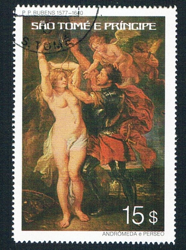 St Thomas & Prince 444 Used Painting Ruben Nude 1 1977 (BP78603)